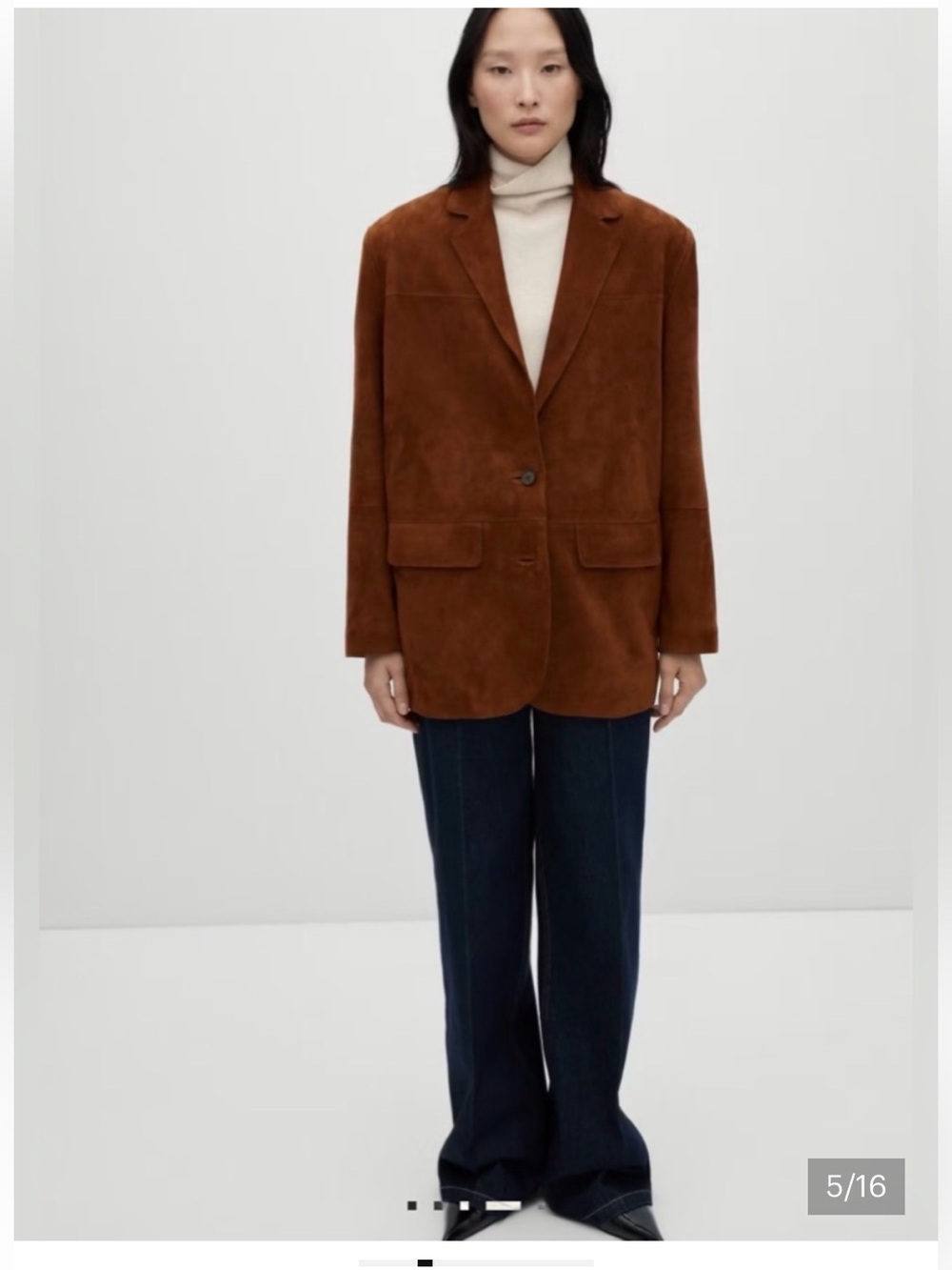 Mango selection leather Oversized Brown Suede Blazer - Picture 9 of 16